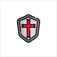 A shield with a cross on it vector