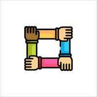 Hands holding hands icon vector