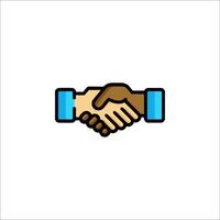 Two people shaking hands on a white background vector