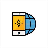 Mobile phone and globe icon illustration vector