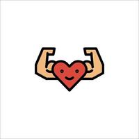 A cartoon heart with two hands holding it up vector