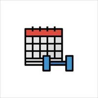 Calendar icon with barbell and weights vector