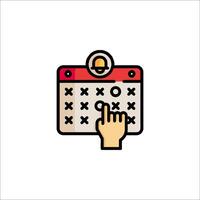 A calendar icon with a hand pointing to a calendar vector