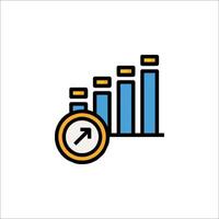 A line icon of a bar chart with an arrow pointing up vector