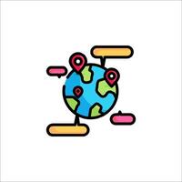 A globe with pins on it and a map icon vector