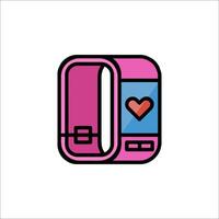 A pink phone with a heart on it vector