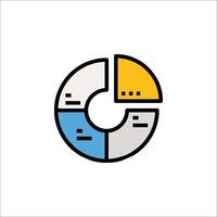 A colorful circle with a yellow and blue line vector