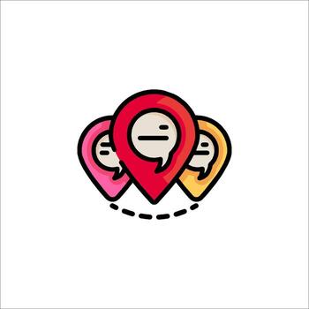 A map pin with a person and a speech bubble vector