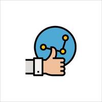 A hand holding a globe with a thumbs up vector