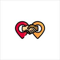 Two hands shaking hands in the shape of a heart vector