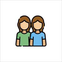 Two people icon in a flat style vector
