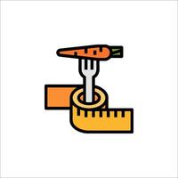A carrot and fork on a measuring tape vector