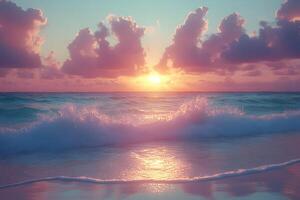 Serene Ocean Sunrise Over Gentle Waves for Calming Decor and Designs photo