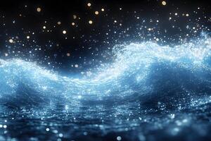 Mysterious Ocean Waves Under Starry Night Sky for Enchanting Design Concepts photo