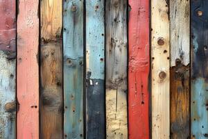 Rustic Multicolored Wooden Planks for Creative Design and Decoration Projects photo