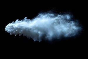 Dynamic Blue Cloud of Smoke on Black Background for Abstract Design Concepts photo