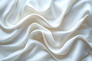 Luxurious White Silk Fabric Background for Elegant Design and Texture photo
