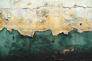 Weathered Wall Texture with Peeling Paint in Earthy Tones for Background or Design photo