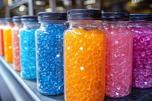 Colorful Resin Beads in Jars for Crafting and Decoration photo