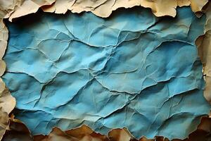 Abstract Textured Background with Torn Paper Layers in Blue and Beige Tones photo