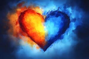 Vibrant Heart Concept with Blending Colors of Fire and Ice for Art Design photo