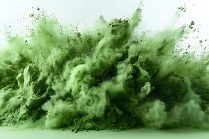 Dynamic Explosion of Green Powder for Creative Design Projects photo