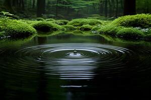 Serenity of Nature Tranquil Forest Pond with Rippled Water for Meditation and Relaxation photo