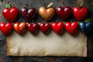 Heart-Shaped Fruit Cookies on Rustic Background for Valentine's Day Design photo