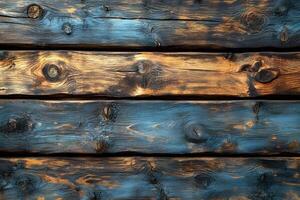 Rustic Wooden Planks with Weathered Blue and Brown Textures for Background or Design photo
