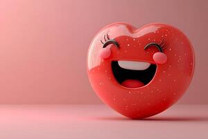 Smiling Heart Character with Glittering Design for Valentine's Day Graphics photo