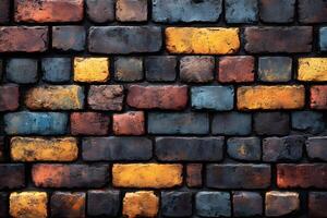 Rustic Multicolored Brick Wall Texture for Architectural Design and Background Use photo