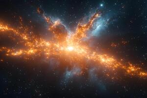 Vibrant Cosmic Explosion in Deep Space Galaxy with Starburst Nebula photo