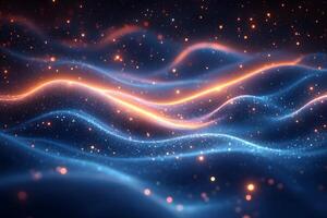 Abstract Digital Waves with Glowing Particles - Futuristic Background Design for Technology Themes photo