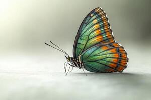 Malachite butterfly showing its colorful wings on white background photo