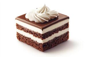 Delicious chocolate cake with whipped cream and chocolate ganache dripping photo