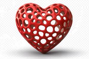 Red heart representing love and valentine's day is showing openwork pattern photo