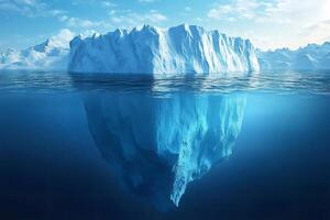 Huge iceberg floating with the tip of the ice showing above water photo
