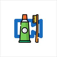 Toothbrush and toothpaste icon on white background vector