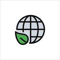 A globe with a leaf on it and a green leaf vector