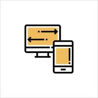 A computer and a phone are shown together vector