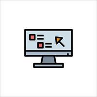 A computer monitor with a mouse and a button vector