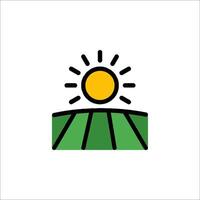 A sun and field icon on a white background vector