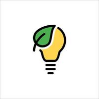 A light bulb with a leaf on it vector