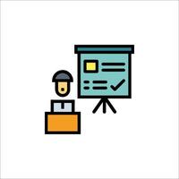 A man is giving a presentation on a screen vector