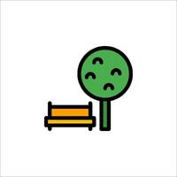 A park bench and tree icon vector