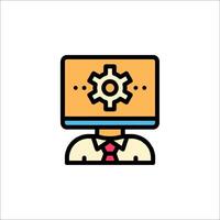 A man with a computer on his head vector