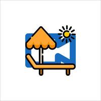 A beach chair and umbrella on a white background vector