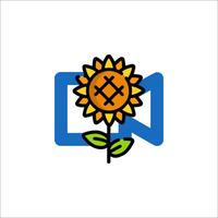 A sunflower with a cross on it is shown in the logo vector