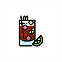 A drink with a slice of lime and a straw vector