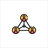 A group of people are connected in a triangle vector